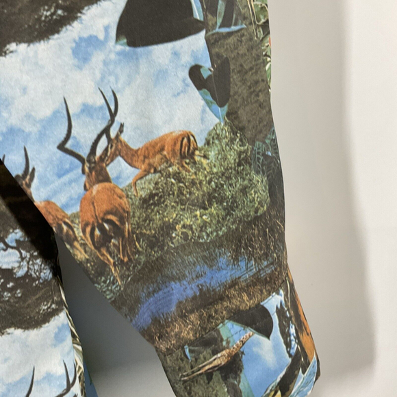 Vtg 70s Club Dagger Collar Disco Mens LG Silky Polyester Wild Animal Photo Pics - Picture 5 of 8